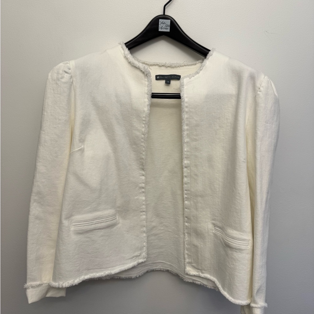 Elliott Lauren Cream Fringe Blazer